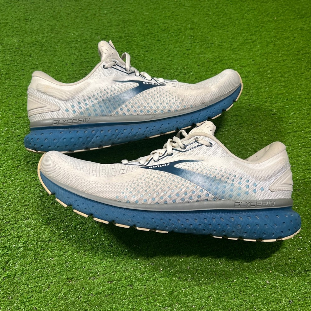 Brooks Glycerin 18 Mens Running Shoes White Blue Size 12.5 1103291D178